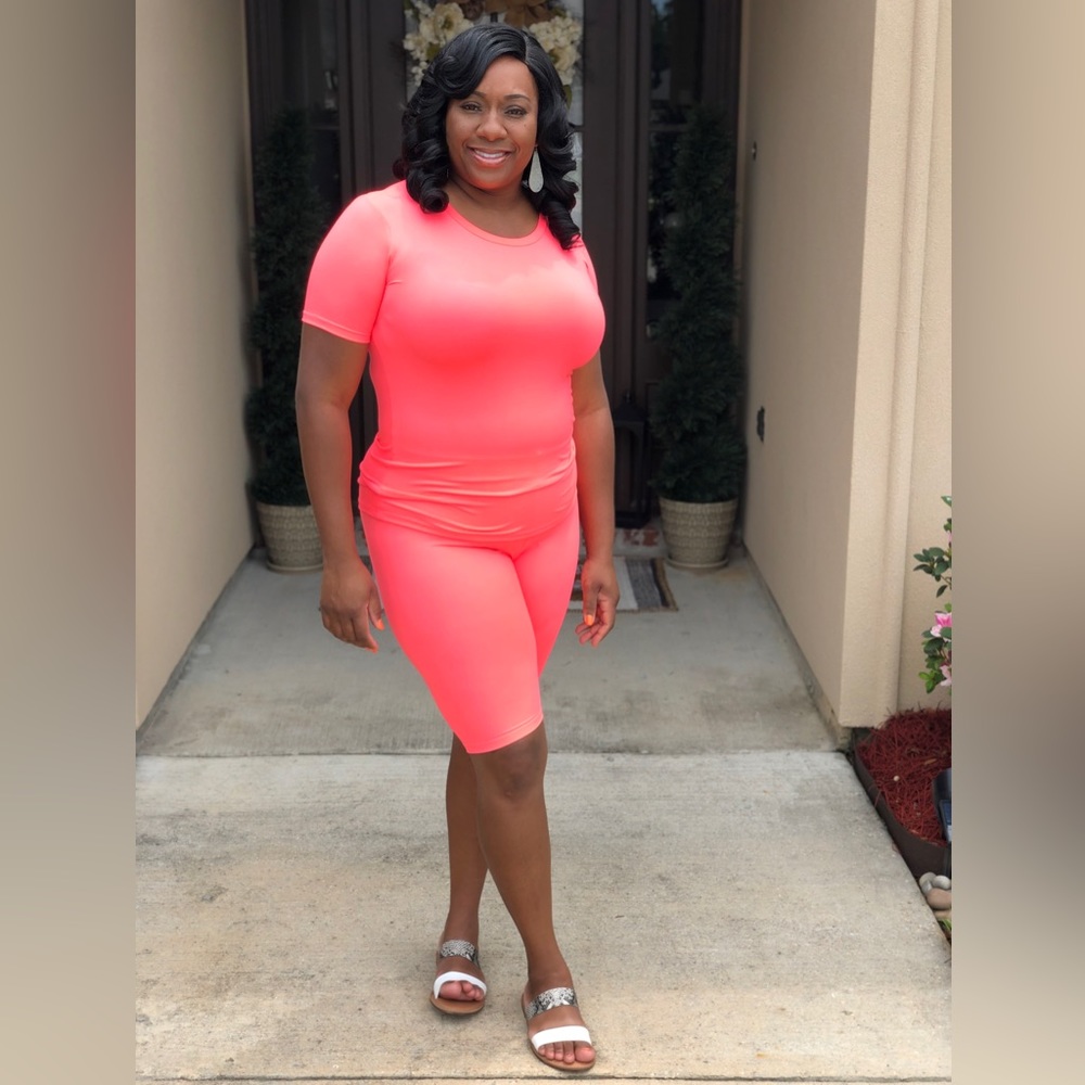 Neon pink two piece set